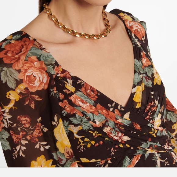 Veronica Beard Avani Wrap effect floral print silk chiffon maxi dress sz 4 NWOT - Picture 7 of 16